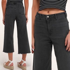 🆕 Washed Black Wide Leg Cropped Jeans